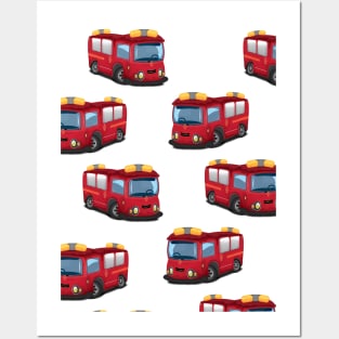 Red fire engine pattern Posters and Art